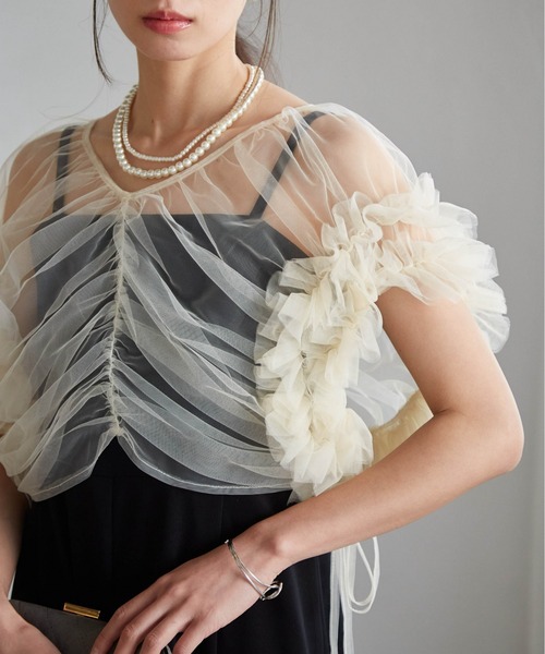 セール】【2点セット】マルチWAYフリルチュールボレロセット