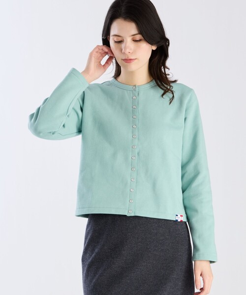 agnes b.(アニエスベー)の「オーガニックコットン メルトン 長袖 カーディガンプレッション "Le Classique"(カーディガン/ボレロ・レディース・グリーン系その他・2/3/1)」の3枚目の写真