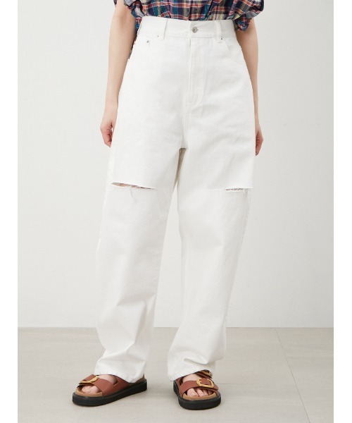 Mila Owen（ミラオーウェン）の「【WEB限定00サイズ】ワイドテーパードカットアウトデニムパンツ【ウォッシャブル】（デニムパンツ・レディース・ライトグレー/ライトブルー/ブラック/スカイブルー/ホワイト/ベージュ・00/0/1）」の11枚目の写真