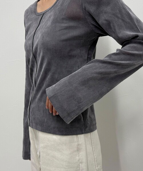 fredy emue(フレディエミュ)の「【haru企画】2WAYシアーフロッキートップス(Tシャツ/カットソー・レディース・ブラウン/オフホワイト/チャコールグレー・38)」の7枚目の写真