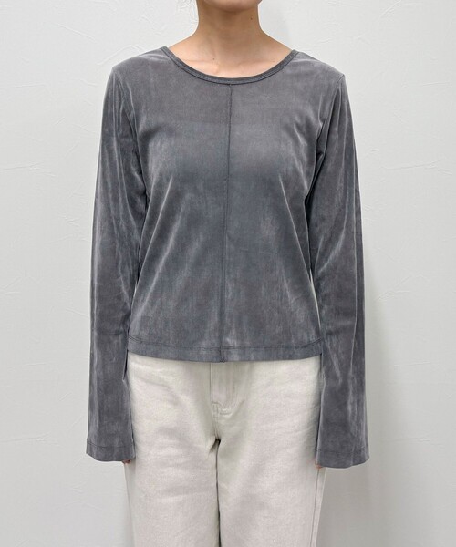 fredy emue(フレディエミュ)の「【haru企画】2WAYシアーフロッキートップス(Tシャツ/カットソー・レディース・ブラウン/オフホワイト/チャコールグレー・38)」の5枚目の写真