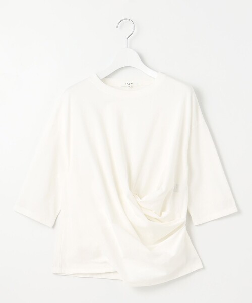 23区 S(ニジュウサンクチイサイサイズ)の「【SLOW/一部店舗限定】MVSコットン カシュクール 5分丈 Tシャツ(Tシャツ/カットソー・レディース・グレー系/ホワイト系/サックスブルー系・32)」の6枚目の写真