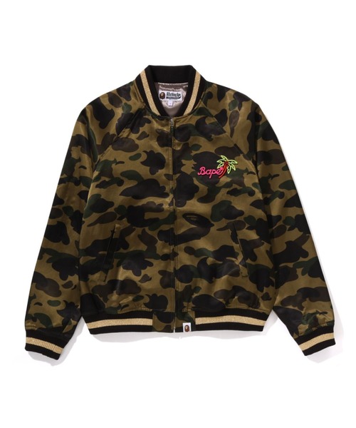 希少 A BATHING APE スカジャン 中綿 ブルゾン 原宿 忍者 M 1ST CAMO