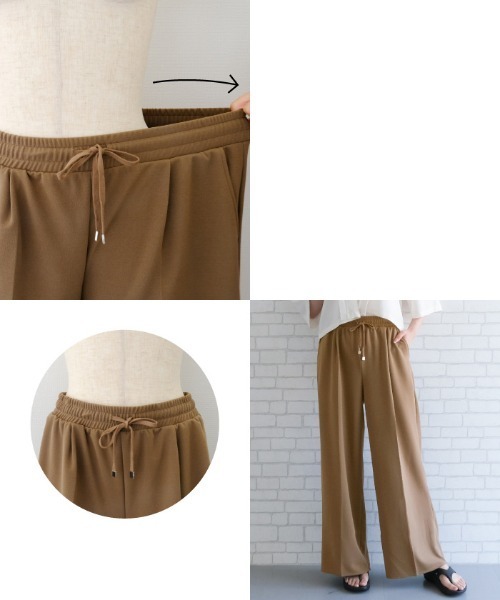 aquagarage(アクアガレージ)の「梨地タックイージーパンツ(その他パンツ・レディース・ベージュ/ブラック・L/M)」の10枚目の写真