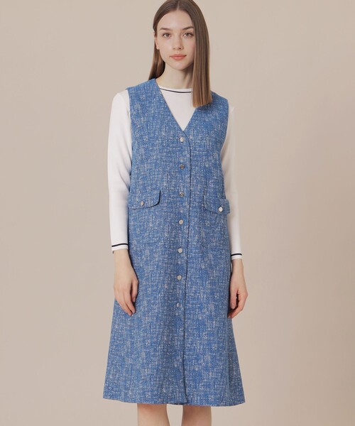 MACKINTOSH LONDON(マッキントッシュ ロンドン)の「ツイードジャンパースカート(ジャンパースカート・レディース・ブラック/ライトブルー・38)」の1枚目の写真