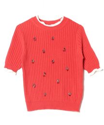 MUVEIL WORK - 【Muveil】半袖ニット トップス【ミュベール】 楽天市場】【MUVEIL】 クローバーレース衿ニット ミュベール