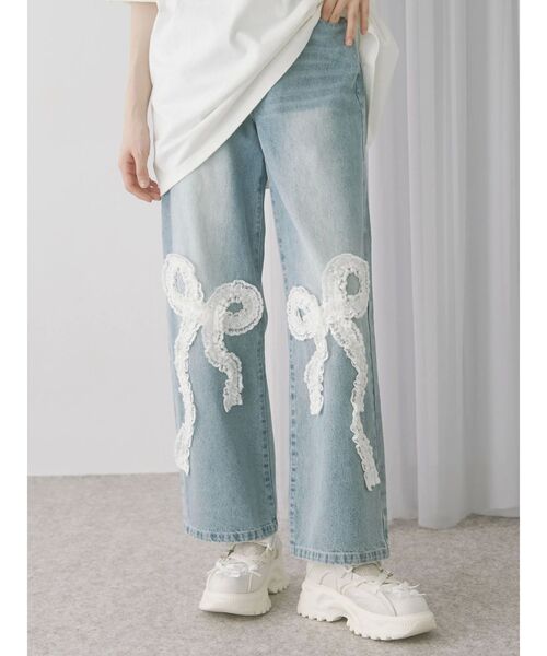 メリージェニー♡新品　レースフリルパンツ セール】レースカットフリルリブパンツ（スウェットパンツ