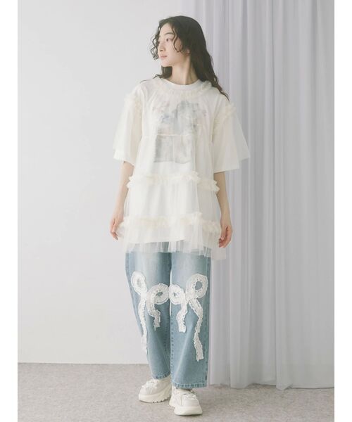 merry jenny（メリージェニー）の「frill ribbonデニムパンツ（デニムパンツ・レディース・ライトブルー/インディゴブルー・FREE）」の15枚目の写真