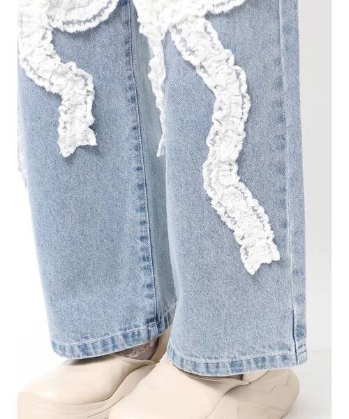 merry jenny（メリージェニー）の「frill ribbonデニムパンツ（デニムパンツ・レディース・ライトブルー/インディゴブルー・FREE）」の5枚目の写真