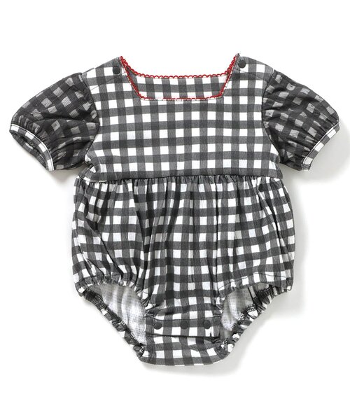 Ampersand（アンパサンド）の「バルーンスリーブおめかしロンパス（ロンパース・キッズ・レッド/ベージュ/ブラック/サックスブルー/ブルー/レインボー・70/80/60）」の2枚目の写真