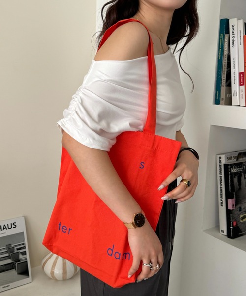 efill(エフィル)の「大容量 キャンバス バッグ ショルダー バッグ(トートバッグ・レディース・オレンジ・FREE)」の6枚目の写真