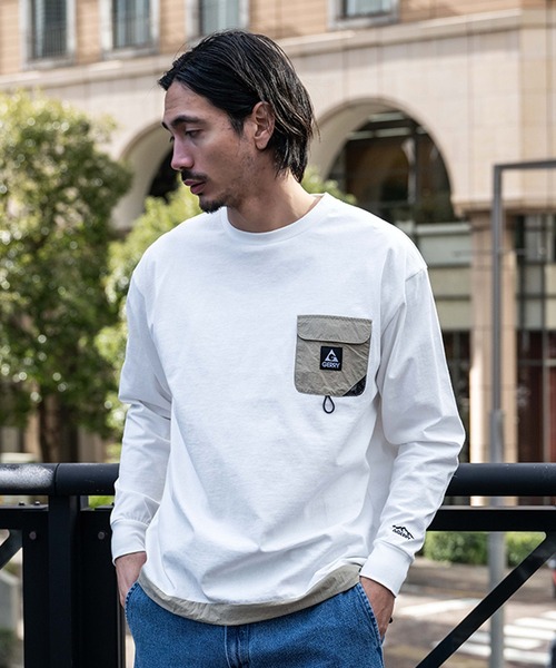 GERRY(ジェリー)の「『GERRY/ジェリー』ナイロンポケット長袖Tシャツ(Tシャツ/カットソー・メンズ・ブラック/ホワイト・LL/L/M)」の3枚目の写真