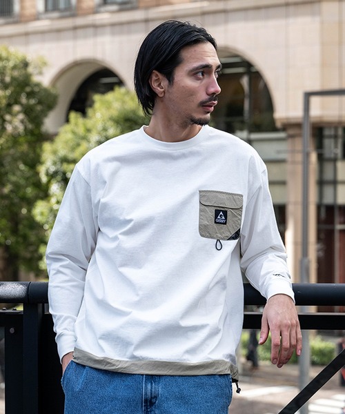 GERRY(ジェリー)の「『GERRY/ジェリー』ナイロンポケット長袖Tシャツ(Tシャツ/カットソー・メンズ・ブラック/ホワイト・LL/L/M)」の4枚目の写真