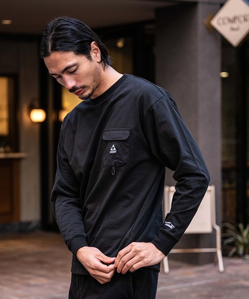GERRY(ジェリー)の「『GERRY/ジェリー』ナイロンポケット長袖Tシャツ(Tシャツ/カットソー・メンズ・ブラック/ホワイト・LL/L/M)」の9枚目の写真