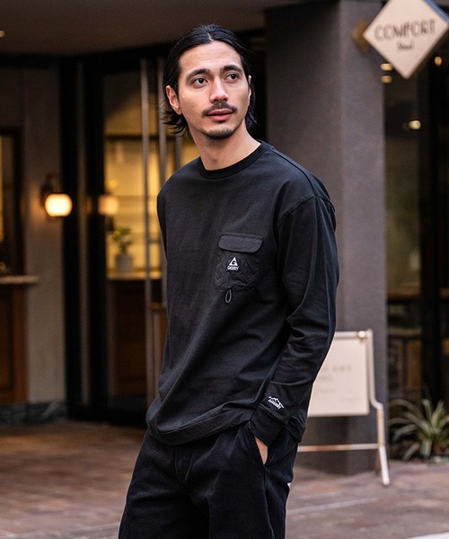 GERRY(ジェリー)の「『GERRY/ジェリー』ナイロンポケット長袖Tシャツ(Tシャツ/カットソー・メンズ・ブラック/ホワイト・LL/L/M)」の10枚目の写真