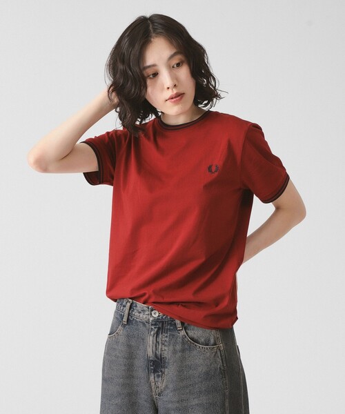 美品★フレッドペリー★ショート丈Tシャツ セール】FRED PERRY / TWIN TIPPED T-SHIRT（Tシャツ/カットソー