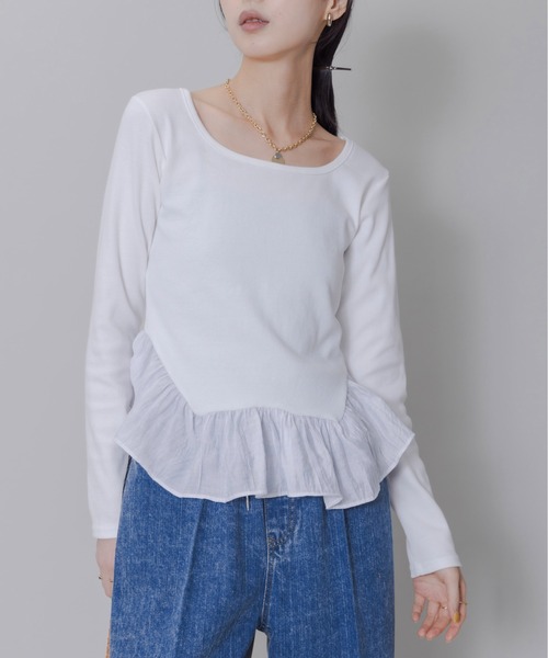 Eimee Law(エイミーロウ)の「アーチフリル テレコトップス(その他トップス・レディース・オフホワイト/ライトグレー/スミクロ/アイボリー/ブラック・FREE)」の12枚目の写真