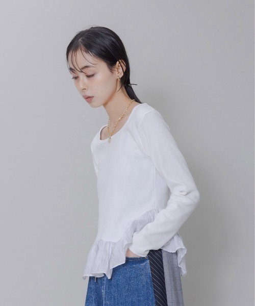 Eimee Law(エイミーロウ)の「アーチフリル テレコトップス(その他トップス・レディース・オフホワイト/ライトグレー/スミクロ/アイボリー/ブラック・FREE)」の14枚目の写真