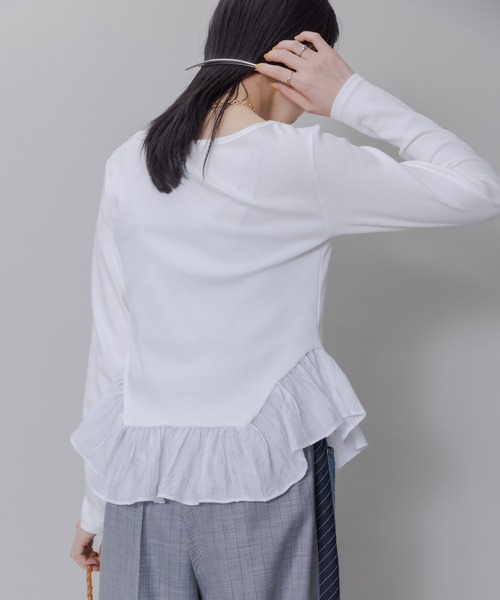 Eimee Law(エイミーロウ)の「アーチフリル テレコトップス(その他トップス・レディース・オフホワイト/ライトグレー/スミクロ/アイボリー/ブラック・FREE)」の15枚目の写真