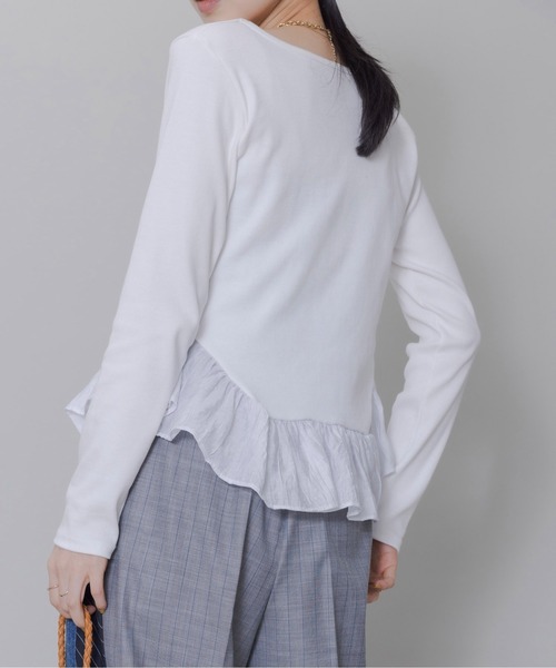 Eimee Law(エイミーロウ)の「アーチフリル テレコトップス(その他トップス・レディース・オフホワイト/ライトグレー/スミクロ/アイボリー/ブラック・FREE)」の18枚目の写真