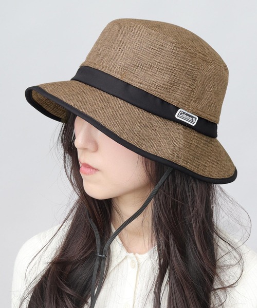 COLEMAN（コールマン）の「ジュートシート風 あご紐付き アドベンチャーハット 吸水速乾スベリ使用（ハット・メンズ・ブラック/ナチュラル/ブラウン/ベージュ・FREE）」の2枚目の写真