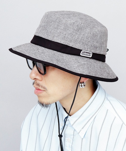 COLEMAN（コールマン）の「ジュートシート風 あご紐付き アドベンチャーハット 吸水速乾スベリ使用（ハット・メンズ・ブラック/ナチュラル/ブラウン/ベージュ/グレー・FREE）」の2枚目の写真