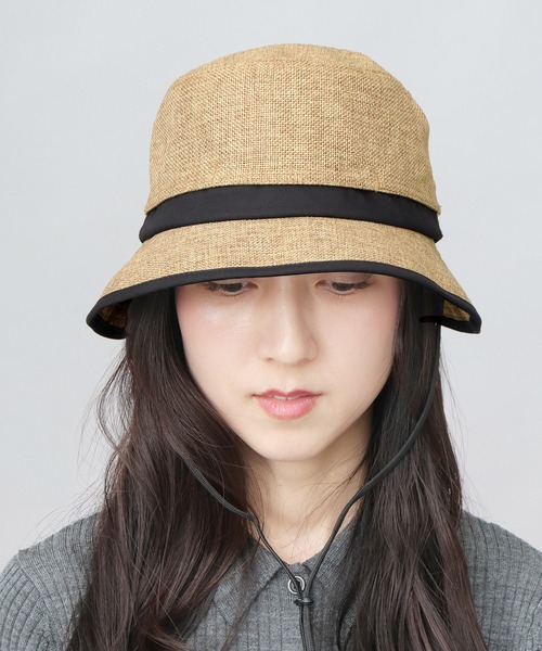 セール】ジュートシート風 あご紐付き アドベンチャーハット