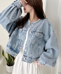 Ada.（エイダ）の「ノーカラー ビッグシルエット ボリュームスリーブ デニムジャケット（デニムジャケット）」