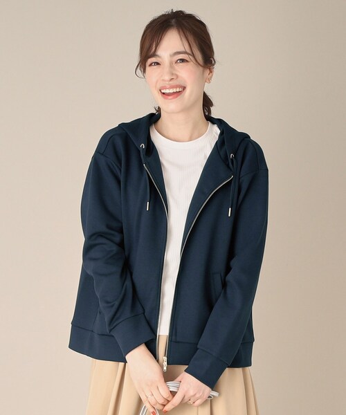 ITS'DEMO（イッツデモ）の「【手洗い可】ダブルジップダンボールパーカ（パーカー・レディース・ライトグレー/ホワイト/ネイビー/ベビーピンク/ライトベージュ・00）」の4枚目の写真