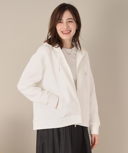 ITS'DEMO（イッツデモ）の「【手洗い可】ダブルジップダンボールパーカ（パーカー・レディース・ライトグレー/ホワイト/ネイビー/ベビーピンク/ライトベージュ・00）」の2枚目の写真