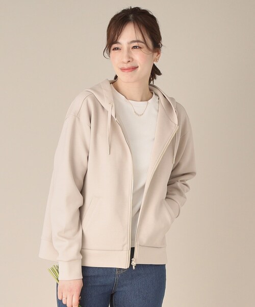 ITS'DEMO（イッツデモ）の「【手洗い可】ダブルジップダンボールパーカ（パーカー・レディース・ライトグレー/ホワイト/ネイビー/ベビーピンク/ライトベージュ・00）」の3枚目の写真