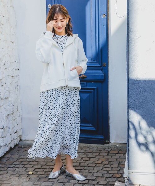 ITS'DEMO（イッツデモ）の「【手洗い可】ダブルジップダンボールパーカ（パーカー・レディース・ライトグレー/ホワイト/ネイビー/ベビーピンク/ライトベージュ・00）」の8枚目の写真