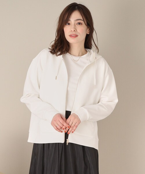 ITS'DEMO（イッツデモ）の「【手洗い可】ダブルジップダンボールパーカ（パーカー・レディース・ライトグレー/ホワイト/ネイビー/ベビーピンク/ライトベージュ・00）」の9枚目の写真