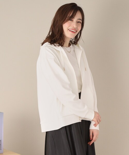 ITS'DEMO（イッツデモ）の「【手洗い可】ダブルジップダンボールパーカ（パーカー・レディース・ライトグレー/ホワイト/ネイビー/ベビーピンク/ライトベージュ・00）」の10枚目の写真