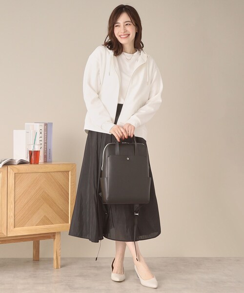 ITS'DEMO（イッツデモ）の「【手洗い可】ダブルジップダンボールパーカ（パーカー・レディース・ライトグレー/ホワイト/ネイビー/ベビーピンク/ライトベージュ・00）」の11枚目の写真