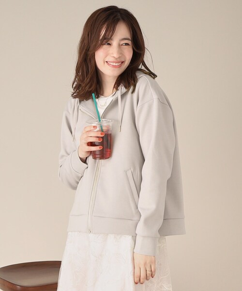 ITS'DEMO（イッツデモ）の「【手洗い可】ダブルジップダンボールパーカ（パーカー・レディース・ライトグレー/ホワイト/ネイビー/ベビーピンク/ライトベージュ・00）」の13枚目の写真