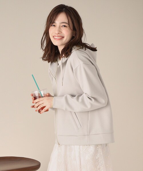 ITS'DEMO（イッツデモ）の「【手洗い可】ダブルジップダンボールパーカ（パーカー・レディース・ライトグレー/ホワイト/ネイビー/ベビーピンク/ライトベージュ・00）」の14枚目の写真