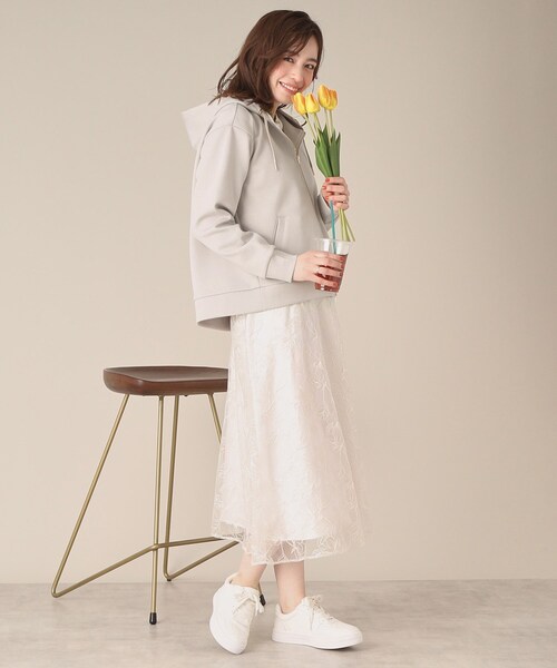 ITS'DEMO（イッツデモ）の「【手洗い可】ダブルジップダンボールパーカ（パーカー・レディース・ライトグレー/ホワイト/ネイビー/ベビーピンク/ライトベージュ・00）」の15枚目の写真