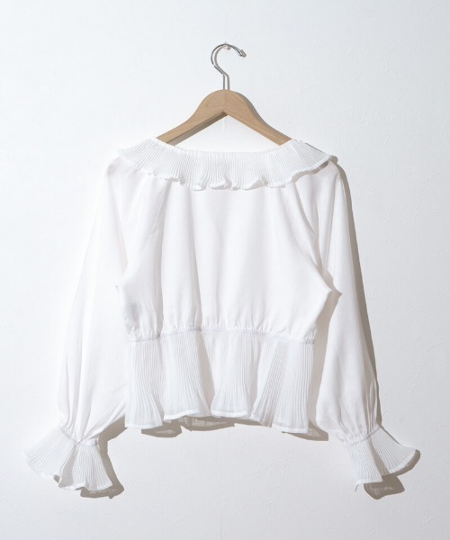 flower(フラワー)の「シェルプリーツブラウス(シャツ/ブラウス・レディース・ホワイト/イエロー・FREE)」の4枚目の写真
