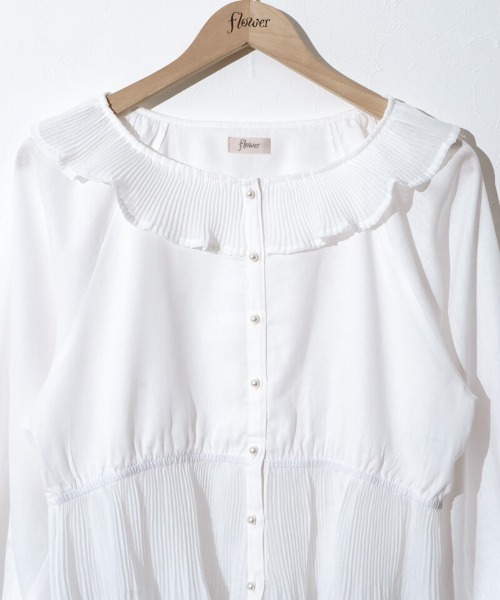 flower(フラワー)の「シェルプリーツブラウス(シャツ/ブラウス・レディース・ホワイト/イエロー・FREE)」の5枚目の写真