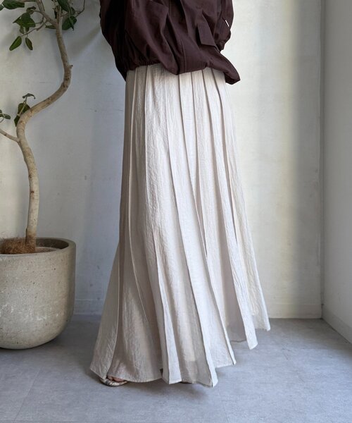 DouDou（ドゥドゥ）の「シアーパネルプリーツスカート（スカート・レディース・ブラック/グレイッシュベージュ/カーキ/ホワイト・TM/FREE）」の14枚目の写真