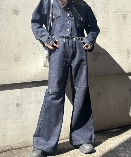 HONEY MI HONEY(ハニーミーハニー)の「slit denim wide pants(デニムパンツ・レディース・インディゴブルー/ブルー・FREE)」の5枚目の写真