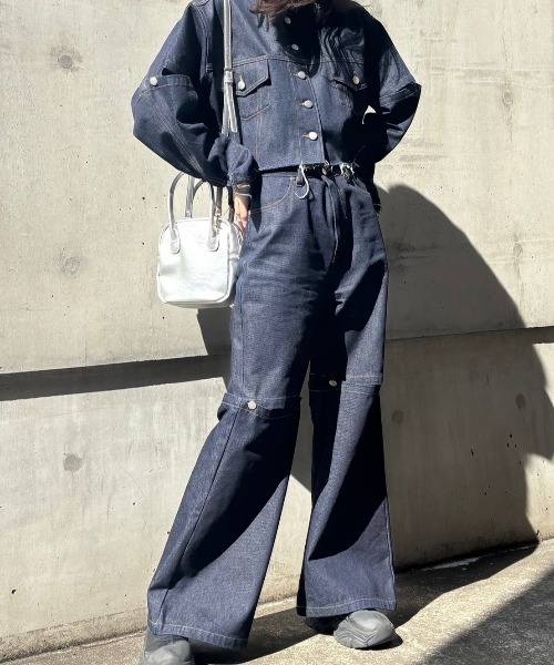 HONEY MI HONEY(ハニーミーハニー)の「slit denim wide pants(デニムパンツ・レディース・インディゴブルー/ブルー・FREE)」の6枚目の写真