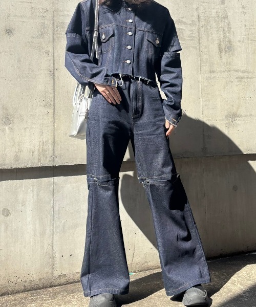 HONEY MI HONEY(ハニーミーハニー)の「slit denim wide pants(デニムパンツ・レディース・インディゴブルー/ブルー・FREE)」の7枚目の写真