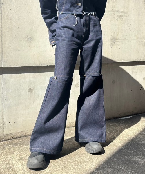 HONEY MI HONEY(ハニーミーハニー)の「slit denim wide pants(デニムパンツ・レディース・インディゴブルー/ブルー・FREE)」の8枚目の写真