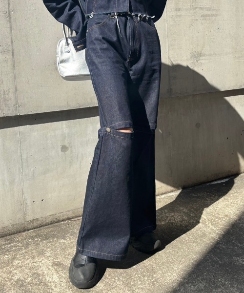 HONEY MI HONEY(ハニーミーハニー)の「slit denim wide pants(デニムパンツ・レディース・インディゴブルー/ブルー・FREE)」の9枚目の写真
