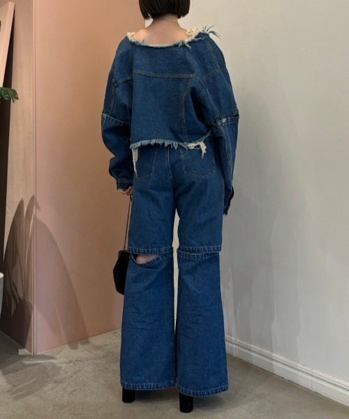 HONEY MI HONEY(ハニーミーハニー)の「slit denim wide pants(デニムパンツ・レディース・インディゴブルー/ブルー・FREE)」の13枚目の写真