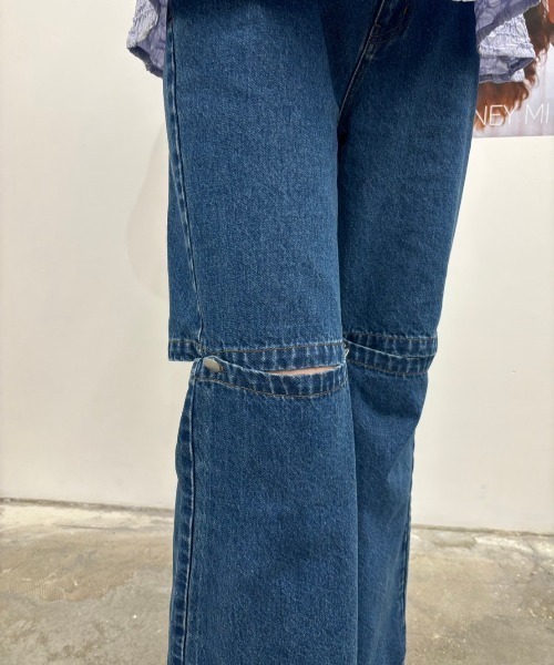 HONEY MI HONEY(ハニーミーハニー)の「slit denim wide pants(デニムパンツ・レディース・インディゴブルー/ブルー・FREE)」の14枚目の写真