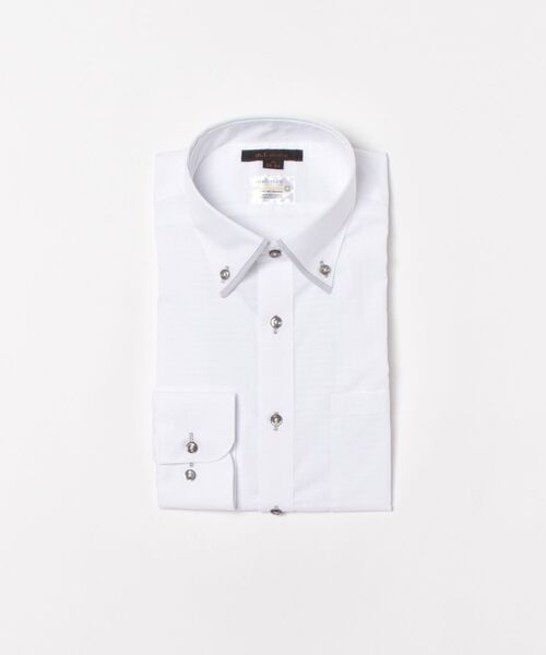 m.f.editorial（エムエフエディトリアル）の「【形態安定 吸水速乾】m.f.エディトリアル メンズ ボタンダウン ビジネスドレス 長袖シャツ（ビジネスシャツ・メンズ・ホワイト・首回り39cm-裄丈84cm/首回り41cm-裄丈82cm/首回り41cm-裄丈86cm/首回り43cm-裄丈86cm/首回り39cm-裄丈80cm/首回り37cm-裄丈80cm/首回り43cm-裄丈82cm/首回り45cm-裄丈86cm）」の6枚目の写真