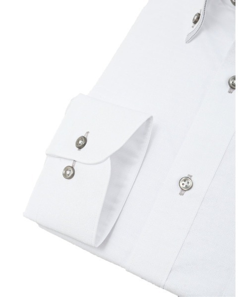 m.f.editorial（エムエフエディトリアル）の「【形態安定 吸水速乾】m.f.エディトリアル メンズ ボタンダウン ビジネスドレス 長袖シャツ（ビジネスシャツ・メンズ・ホワイト・首回り39cm-裄丈84cm/首回り41cm-裄丈82cm/首回り41cm-裄丈86cm/首回り43cm-裄丈86cm/首回り39cm-裄丈80cm/首回り37cm-裄丈80cm/首回り43cm-裄丈82cm/首回り45cm-裄丈86cm）」の4枚目の写真